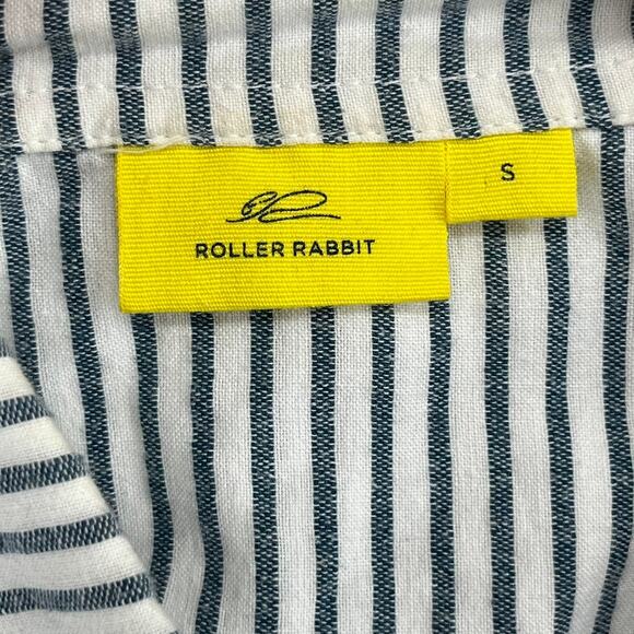 Roller Rabbit Dress Shirt Button Down Stripe Small Blue White - Picture 7 of 8